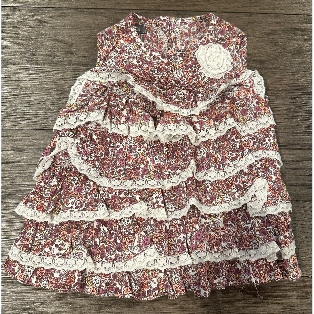 Kenneth Cole Reaction tiered ruffle lace sleeveless toddler girls dress‎ sz 3T